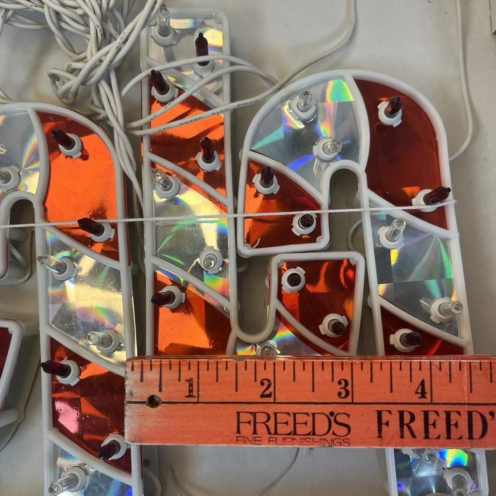 Vintage Holographic String Christmas‎ Candy Cane Lights Large 7